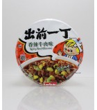 102g日清出前一丁碗麵。香辣牛肉味